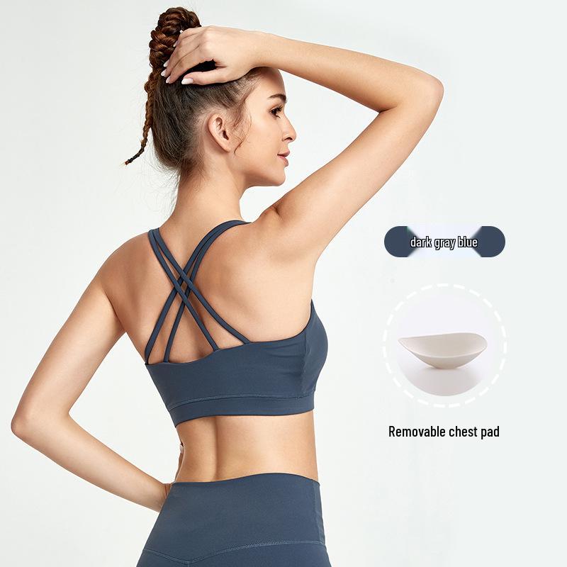 

Женский жилет для йоги с перекрещенной спиной и амортизирующим спортивным бюстгальтером с подкладкой Medium