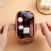 1Pcs Solid Color Large Capacity Makeup Case Button Coin Purse Handbag Fashion Vintage PU Leather Cosmetic Bag