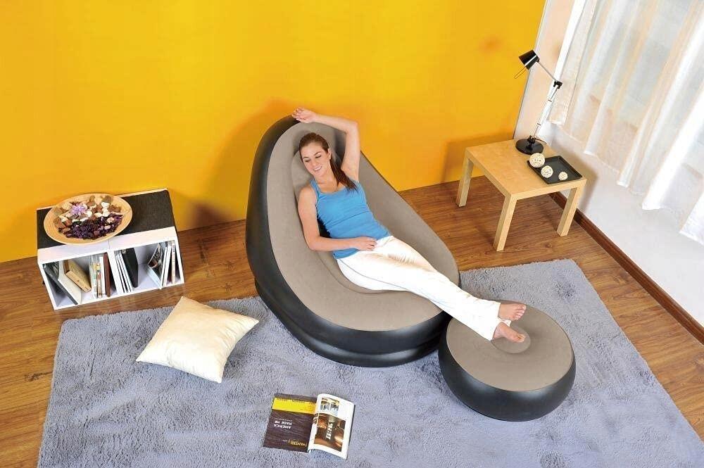 Inflatable Armchair with Footrest, Garden Beach Lounger