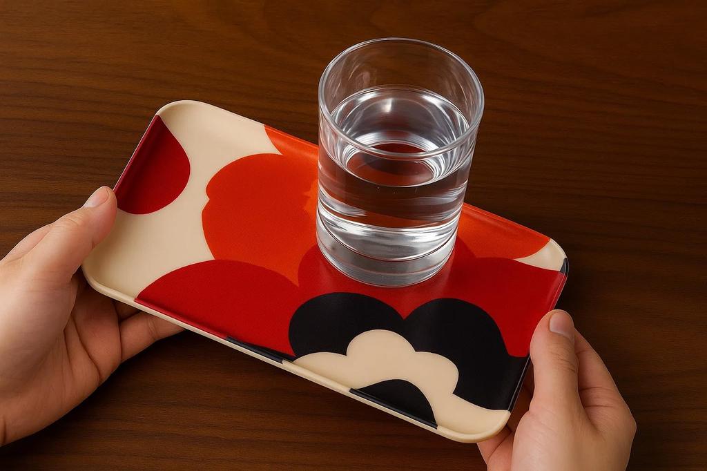 Tatsucraft NR Caster Tray, SS, 21.5cm, Web Original Model, Nordic Style, Fuhura Blue, Non-Slip, Microwave-Safe, Tray, Tray, Stylish, Plastic, Large