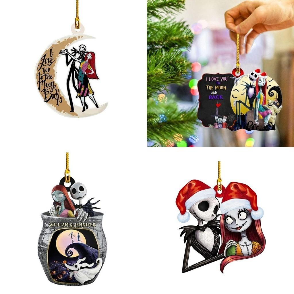 Nightmare Before Christmas Jack Sally Weihnachtsbaum Anhänger Halloween Deko Acryl Geschenk