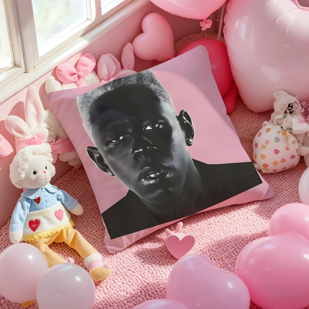 Rapper T-Tyler the Creator Cushion Cover Pattern Printed Pillowcase for Living Room Sofa Cushion Cover & Bedroom Decor
