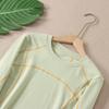 Women's Slim-Fit Color-Block Sports Long-Sleeve T-Shirt: Vibrant Colors, Contrast Stitching, Round Neck, Outdoor Style