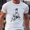 Unisexs Summer Cotton Fashionable Fashion Casual Loose Running Horse Pattern Printed Round Neck Short Sleeved Tshirt Top