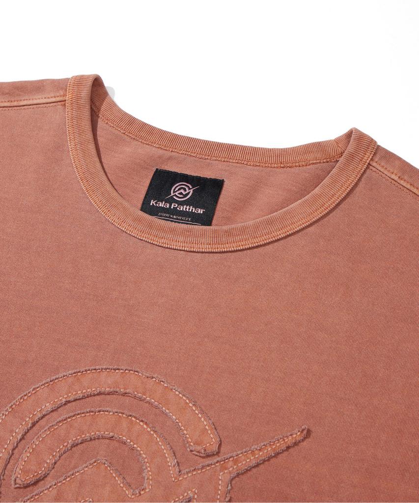 Kallapataleu Kp Symbol Logo Pigment Washed Short-Sleeved T-Shirt - Orange