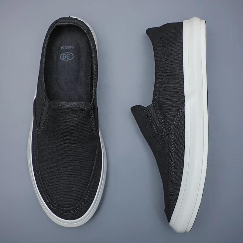 Men's Canvas Shoes Spring Autumn Leisure Anti-slip Working Lightweight Breathable Slip On White Shoes Men's Sneakers
