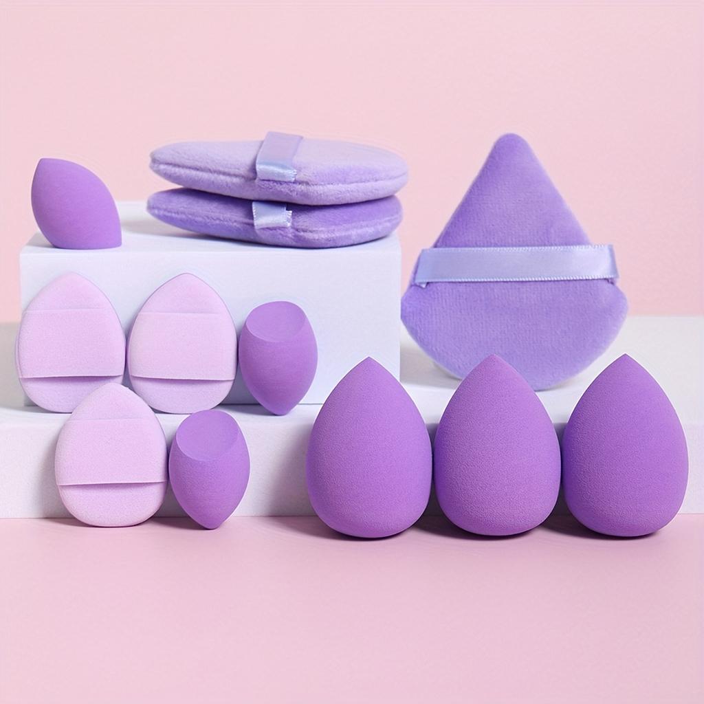 12-Piece All-Purpose Makeup Sponge Puff Set, Includes 3 Powder Puffs, 3 Mini Air Cushion Puffs, 3 Beauty Blenders & 3 Mini Beauty Blenders