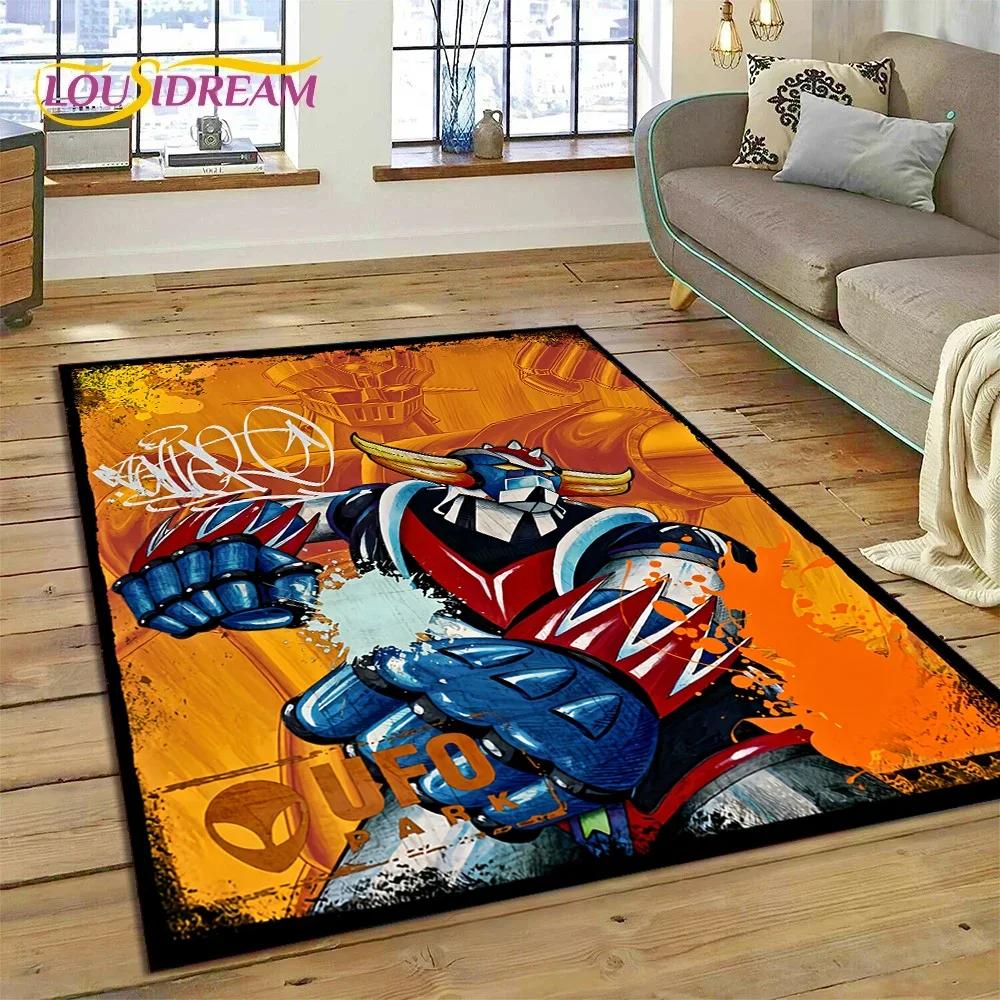 Tappeto Moquette 3D Cartone Animato UFO Robot Grendizer Anime per Camera da Letto Soggiorno Decorazione Casa Divano, Tappetino da Gioco Grande Decorativo per Bambini