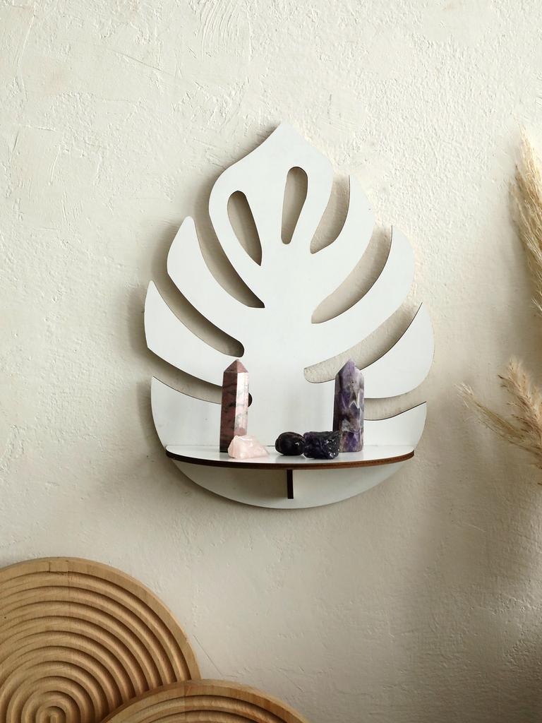White Leaf Floating Wall Shelf Display Wooden Plant Flower Pot Tray Storage Rack Home Decoration for Girl Room Wall Decor Gift