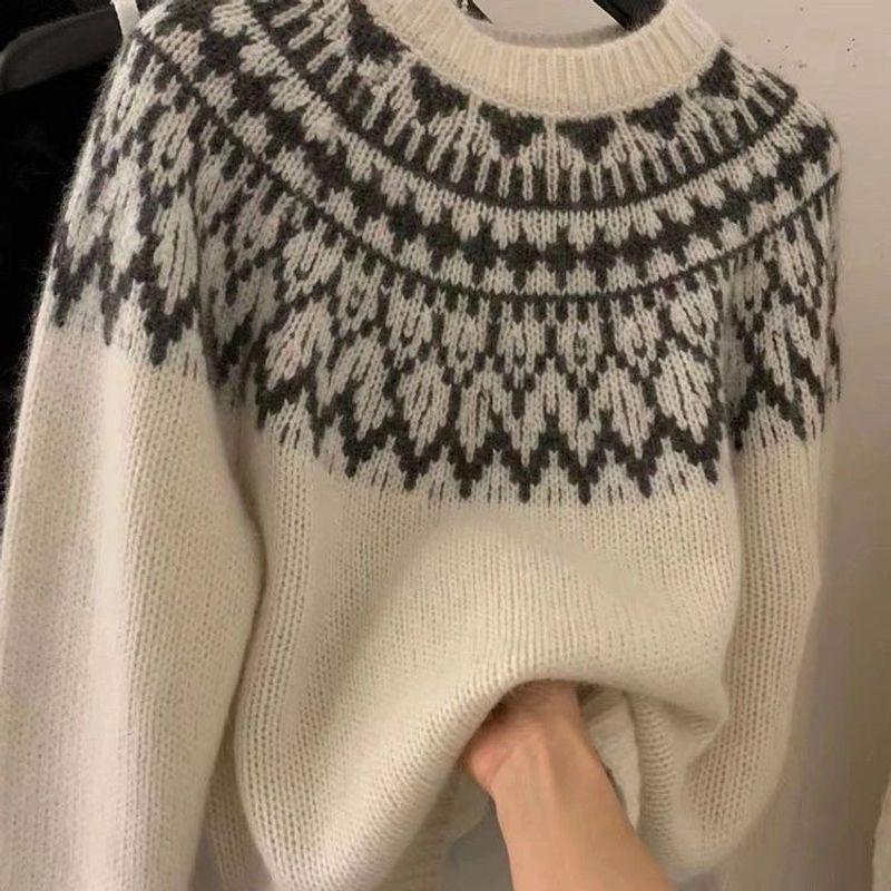 

100% Pure Wool round Neck Thickened Inlay Stylish Loose Casual Cashmere Sweater Outerwear Sweater Inner Wear Dyzl 097 beige M
