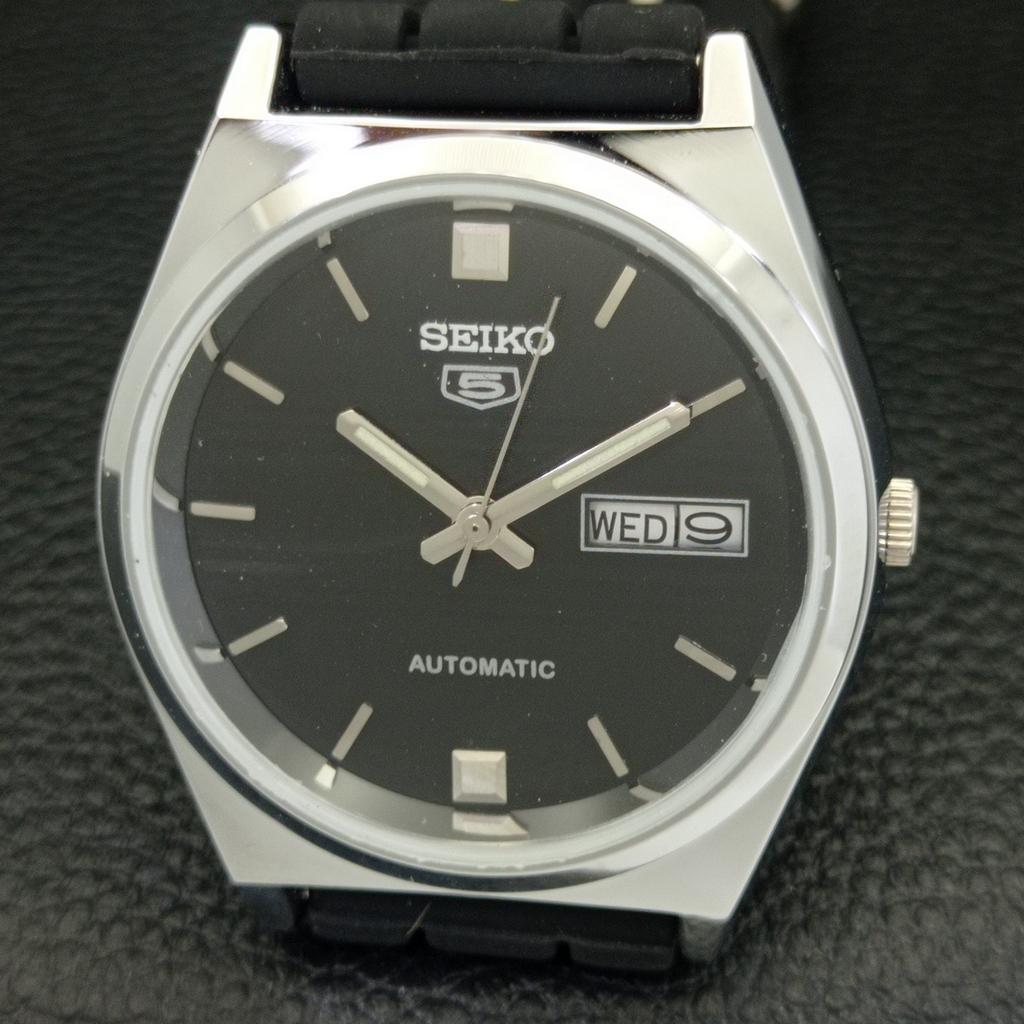 REFURBISHED VINTAGE SEIKO 5 AUTOMATIC JAPAN MENS BLACK DIAL WATCH A434680-2 R121-a434680