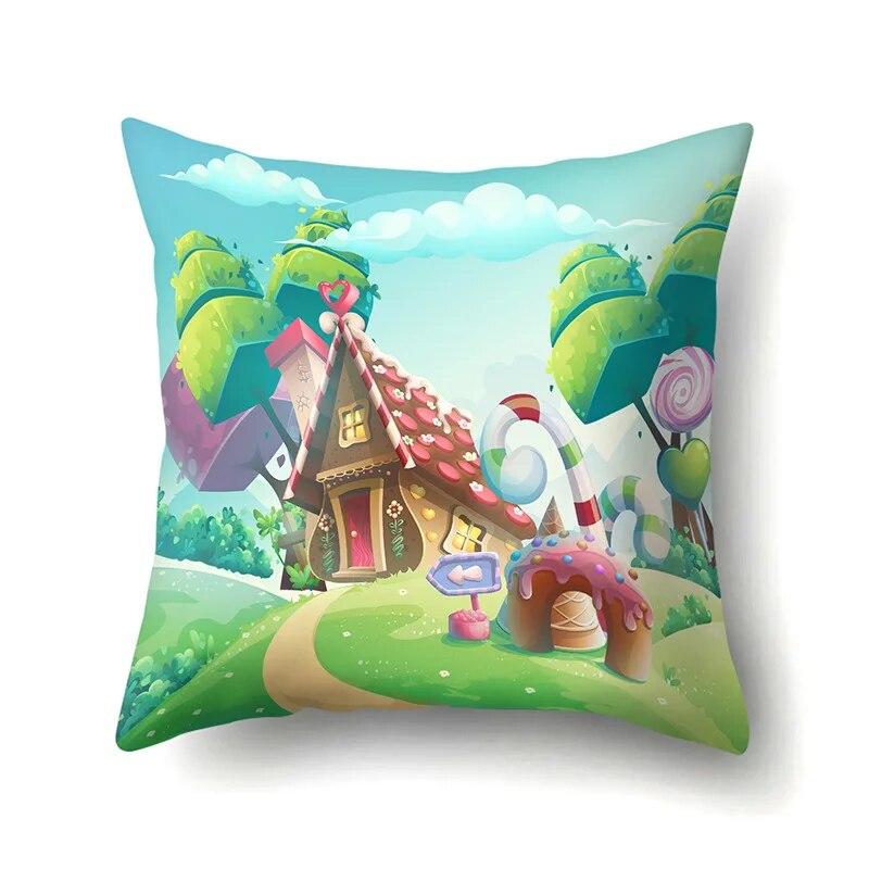Ocean Pillowcase Cartoon Pattern  Lumbar Pillow Sofa   Cushion