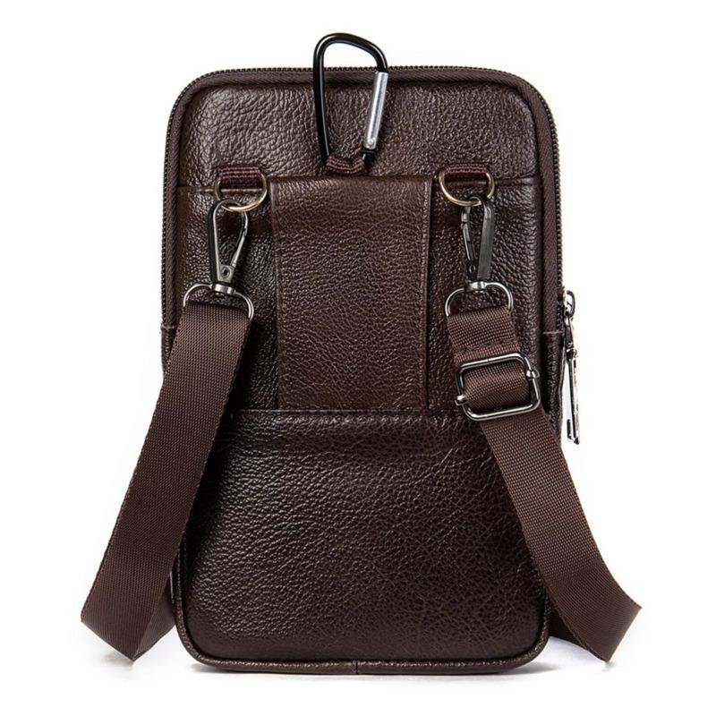 Men's Genuine Leather Crossbody Shoulder Bag Small Multi-pocket Messenger Bag