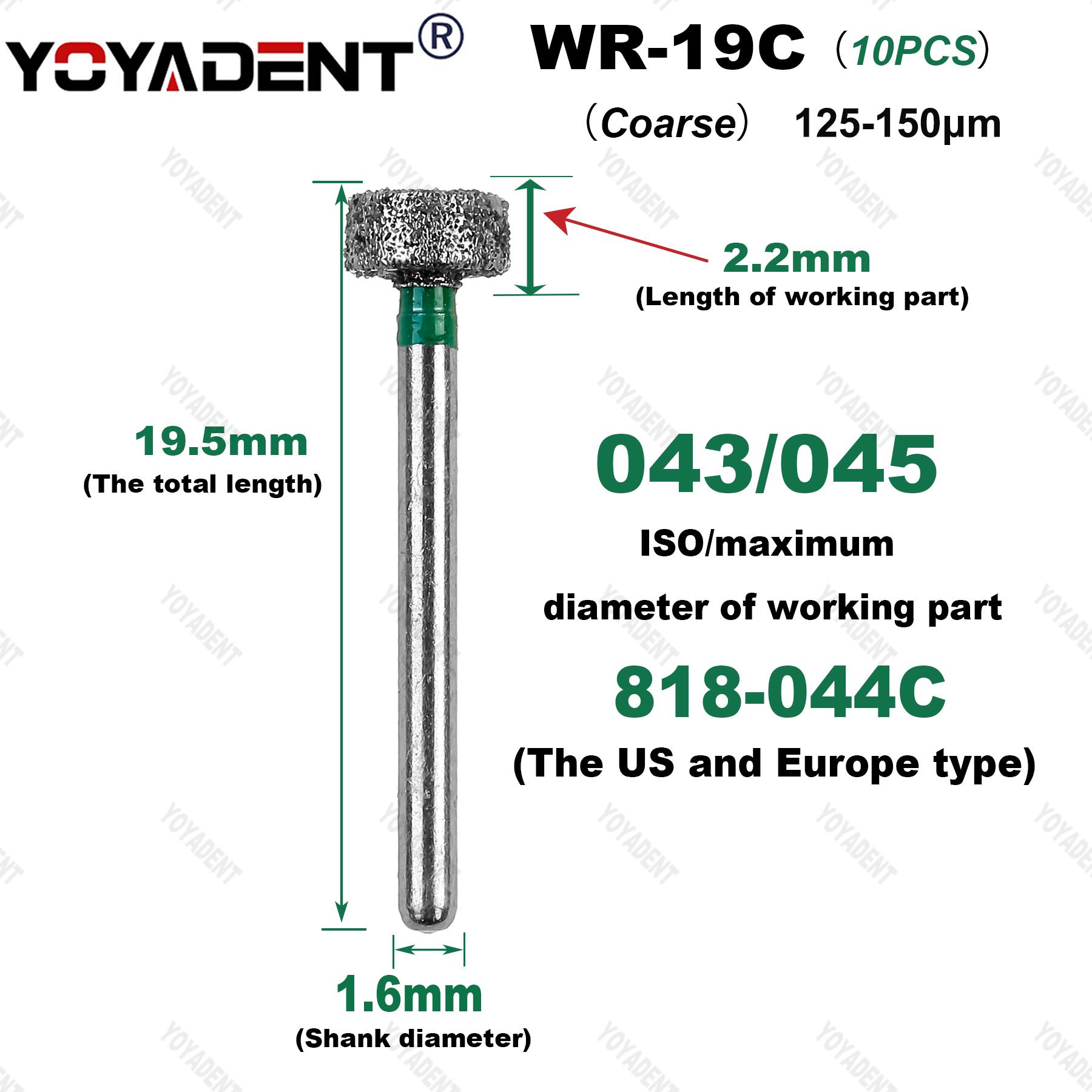 

10Pcs/Pack WR Type Extra Coarse/Fine/Standard/Coarse Dental Diamond Burs Dentistry Drills Dental Burs For High Speed Handpiece