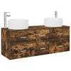 Bathroom Furniture Set 3 Pcs Smoked Oak