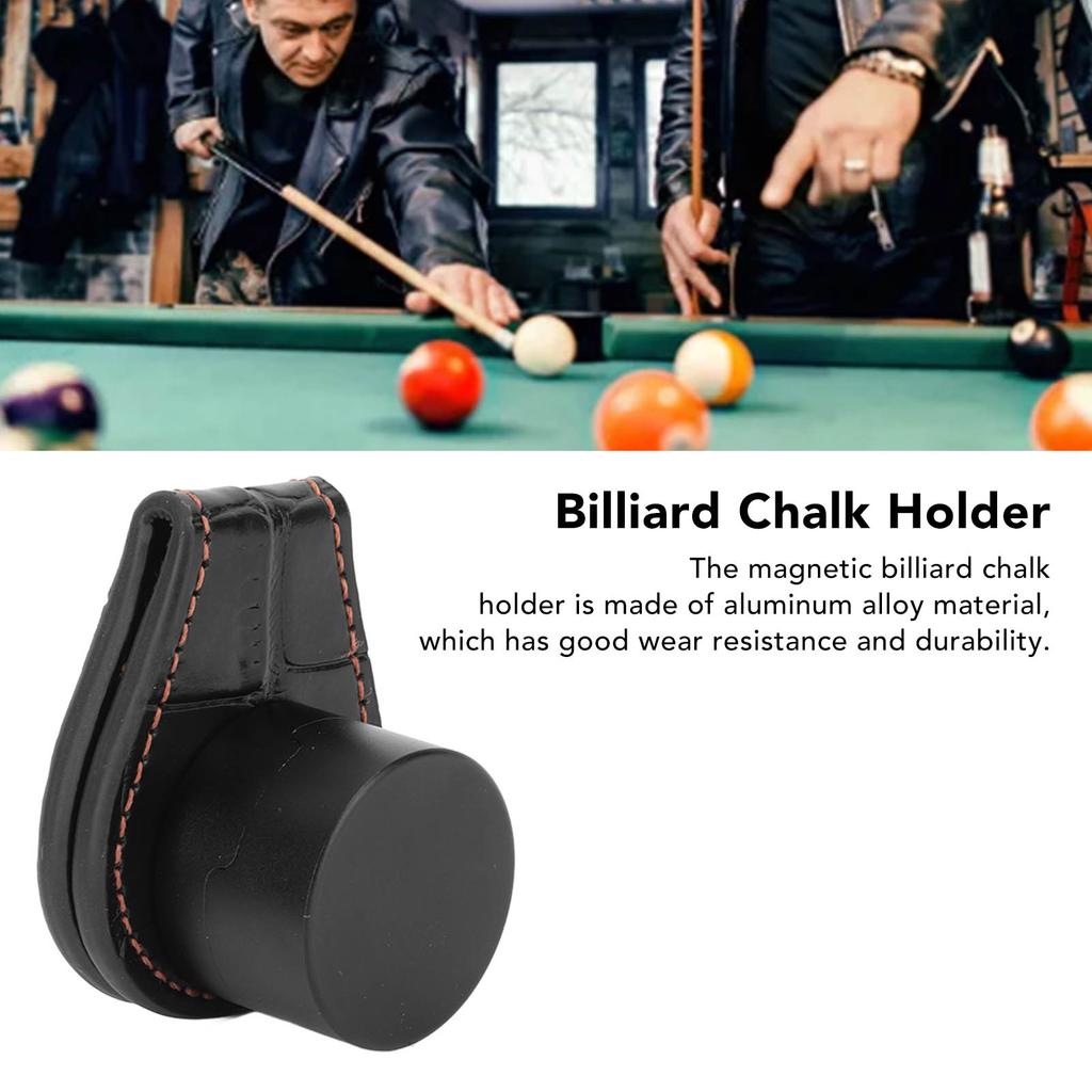 Magnetic Pocket Billiard Chalk Holder Leather Chalk Clip Billiard Pool Cue Snooker Accessory Black