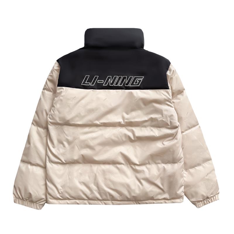 Li Ning 2025 Winter Hot Pot Series Stand Collar Down Jacket Men Outerwear Off-White AYMV629-3