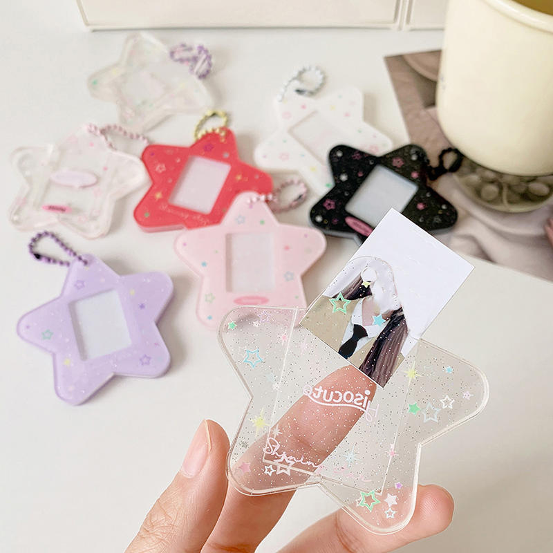 Mini Acrylic Photo Case for 1 inch Photo Cute Star Photo Card Case  Card Brick Idol Photocard Holder Goo Card Supplies