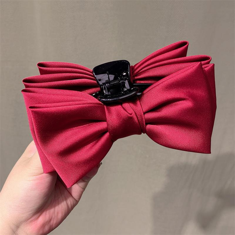 Elegante Damen Schleifen Haarspangen Doppelseitige Große Satin Hai Haarspange Solide Schleife Haarnadeln Haarspangen Haarschmuck