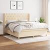 Maison Exclusive - Slatted Bed Base with Cream Mattress 180x200 Cm Fabric