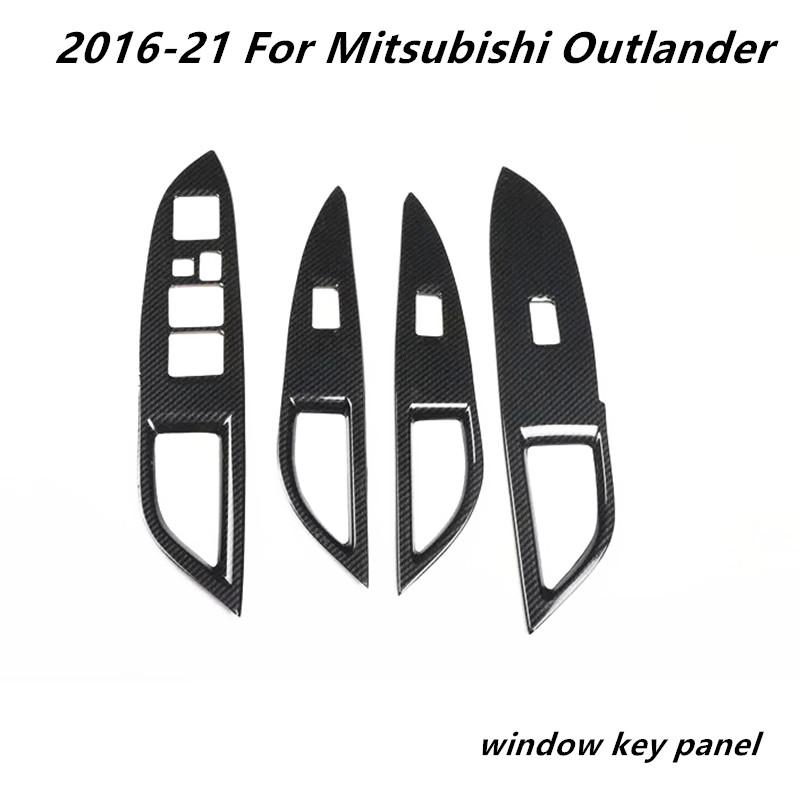 For Mitsubishi Outlander 2016-2024 Accessories Car Interior Decoration Carbon Fiber Style Windows Control Panel Gear Stickers