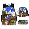Cartoon Sonic Backpack, Primary And Secondary School Schoolbag, Messenger Bag, Pencil Case Three-Piece Set