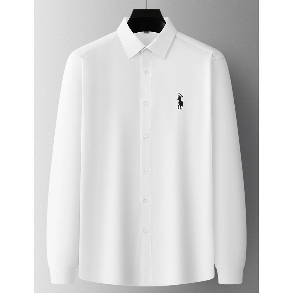 TrendHub Casual Long-sleeved Shirt Embroidery Trendy Loose Shirt Men