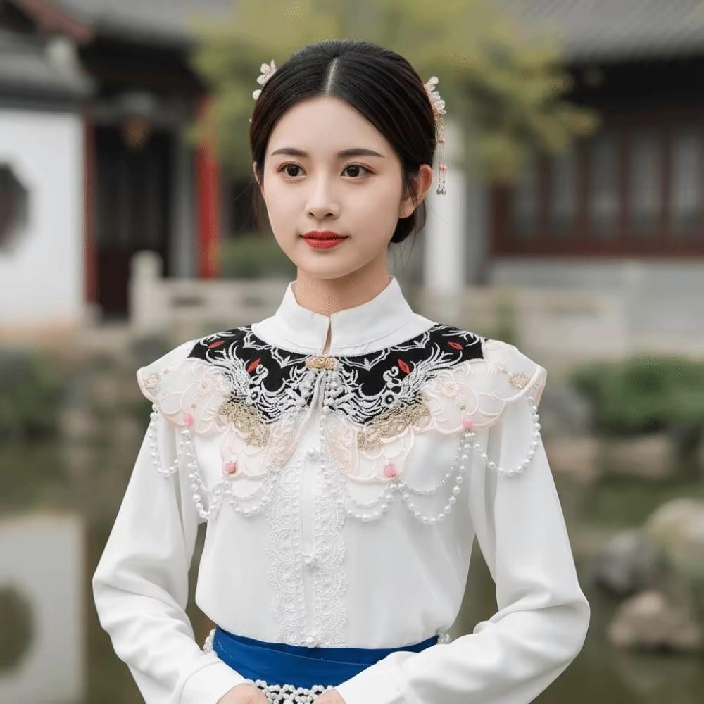 Detachable Hanfu Collar Embroidered Shirt Fake Collar Elegant Shoulder Collar Cloth