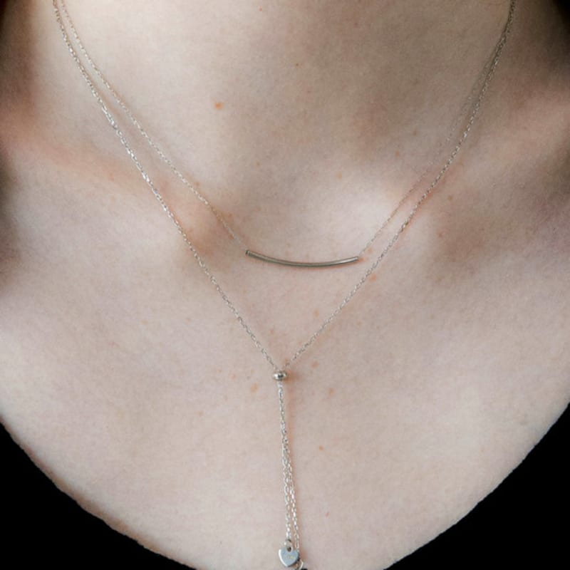 

Pearlymore Small Heart Drop Two-Line Necklace_PM24N014SS free