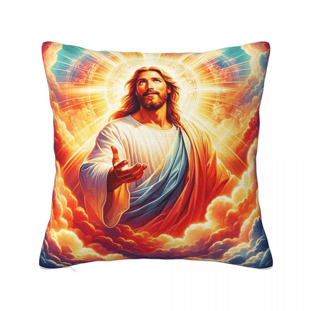 Jesus Biblical Square Pillowcase Pillow Cover Polyester Cushion Decor Comfort Throw Pillow for Home Car
