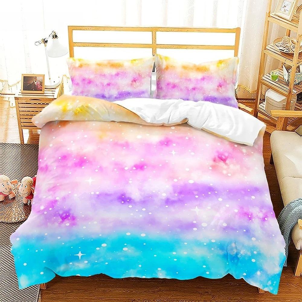 Rainbow Gradient Bedding Set Gradient Colors Duvet Cover with Pillowcases Single Twin Full Queen King Girl Kids Quilt Cover