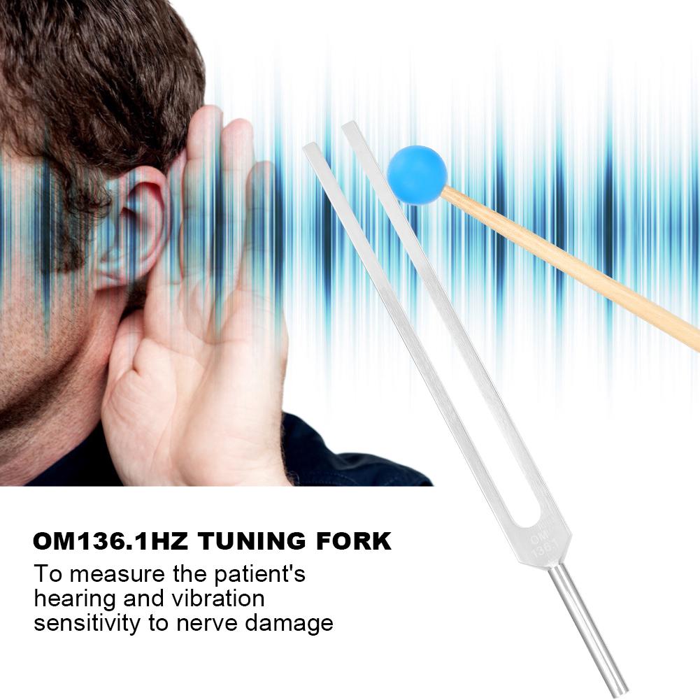 OM136.1HZ Aluminum Alloy Tuning Fork Wood Hammer Sound Healing Therapy Tool Set