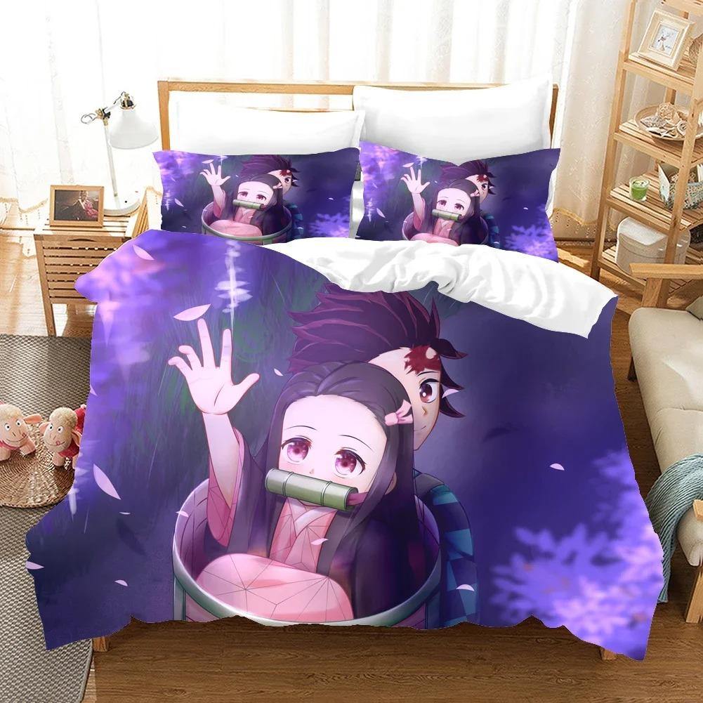 Comfortable Anime Print Bedding Set With Duvet Cover And Pillowcases Twin Full Queen King Sizes For All Ages