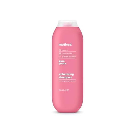 Method Volumizing Shampoo Pure Peace Rose, Peony, Pink Sea Salt Scent Notes Paraben and Sulfate Free 14 Oz (1 Pack)