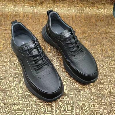 Autumn Sports Leather Shoes Men's Cowhide Round Head Trend Fashion Casual Men's Versatile Leather Shoes