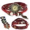 Womens Leather Tree Leaf Quartz Wrist Watch Bracelet Orange Watch