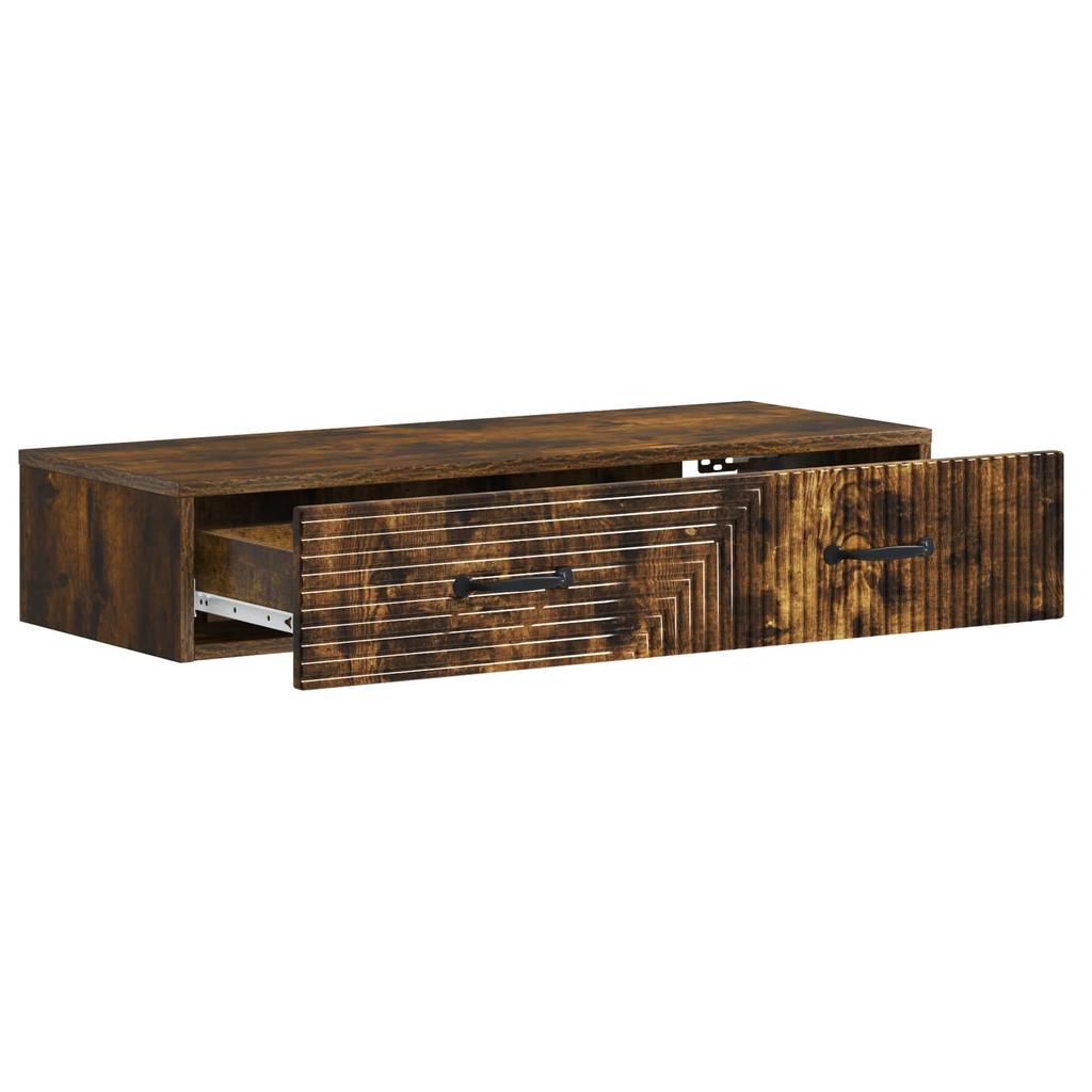 Wall Mounted Side Table Smoked Oak Wood Based Material