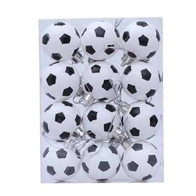 12Pcs Christmas Baubles for Christmas Tree Decorations 4cm Hanging Football Ornament for Holiday Party Centerpieces