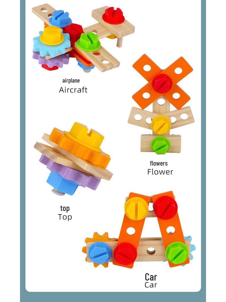 Kids' Wooden Toolbox Pretend Play Set – Early Education Puzzle and Repair Toy