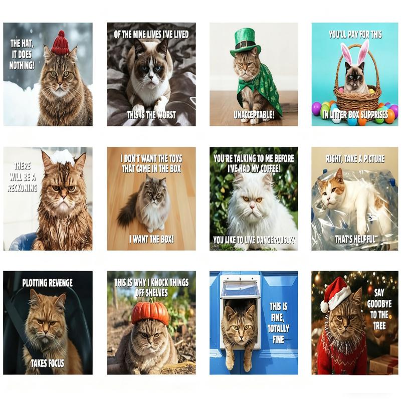 Peed-Off Cat Wall Calendar 2026 Funny Cat Meme Monthly Hanging Format  Home Office Decor New Year Gift 12 Monthly Family Planner