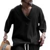2025 Men's Summer Loose V-neck Knit T-shirt - Casual Short Sleeve, Plain Color Sports Tee
