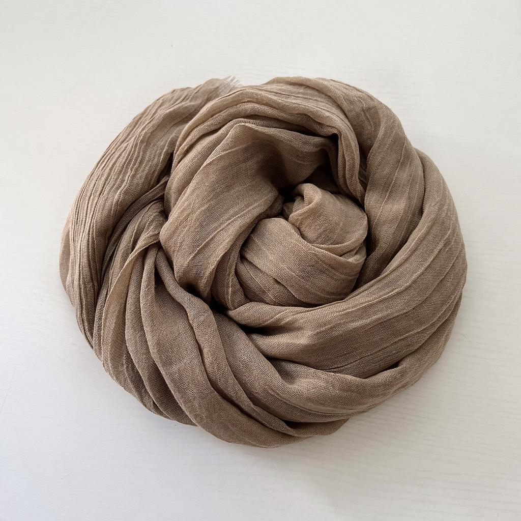 Herbst und Winter vielseitiger langer einfarbiger Baumwoll- und Leinen-Schal Damen Japanischer Retro Kälteschutz warmer Strickschal