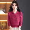 ROMON Women's Striped Square Neck Long Sleeve Knit Sweater