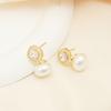 Rhombus Zircon Pearl Stud Earrings High-End Sense Niche Fashion Light Luxury Temperament Earrings Women'S Earrings