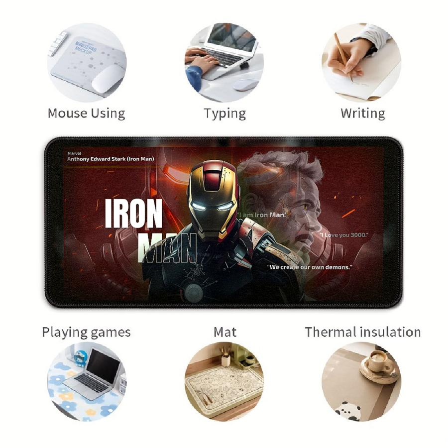 Mouse Pad Desk accessories Game Console Pad Computer Laptop Pad Keyboard Mouse Pad office Pad overlock Marvel Iron Man Cool