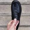 2025 spring men's one-pedal leather hollow breathable casual Doudou shoes Korean version versatile low-top men's shoes leather shoes