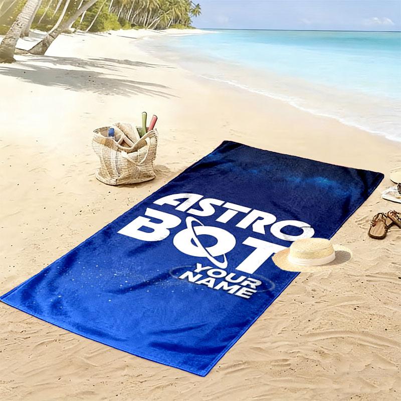 ASTRO BOT Custom Name Print Beach Towel, Large Soft Quick Dry Towel for Beach Camping Swimming