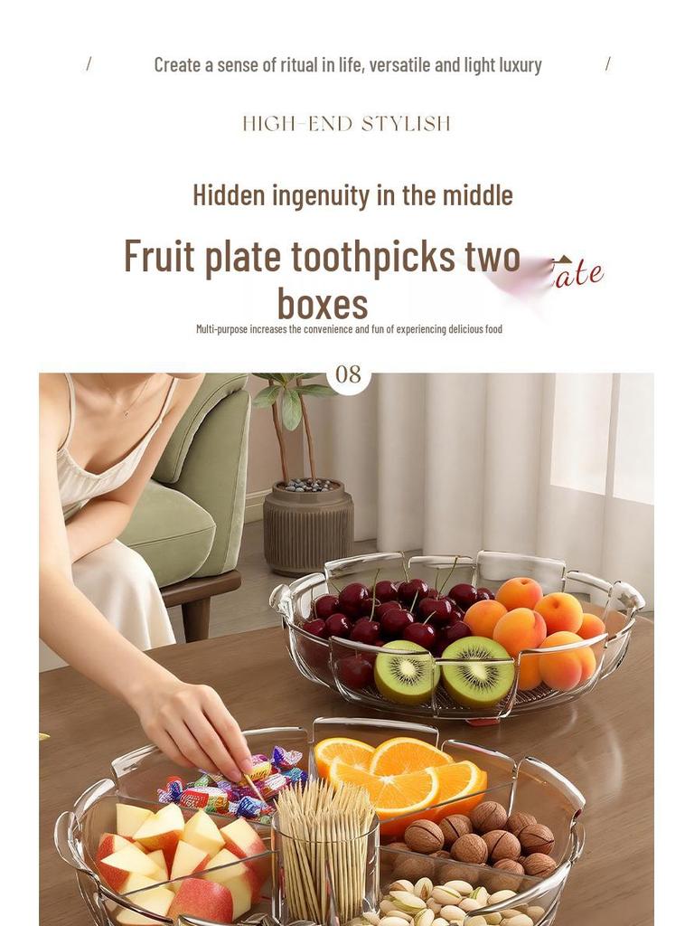 High Transparency Thickened Fruit and Nut Display Plate for Living Room