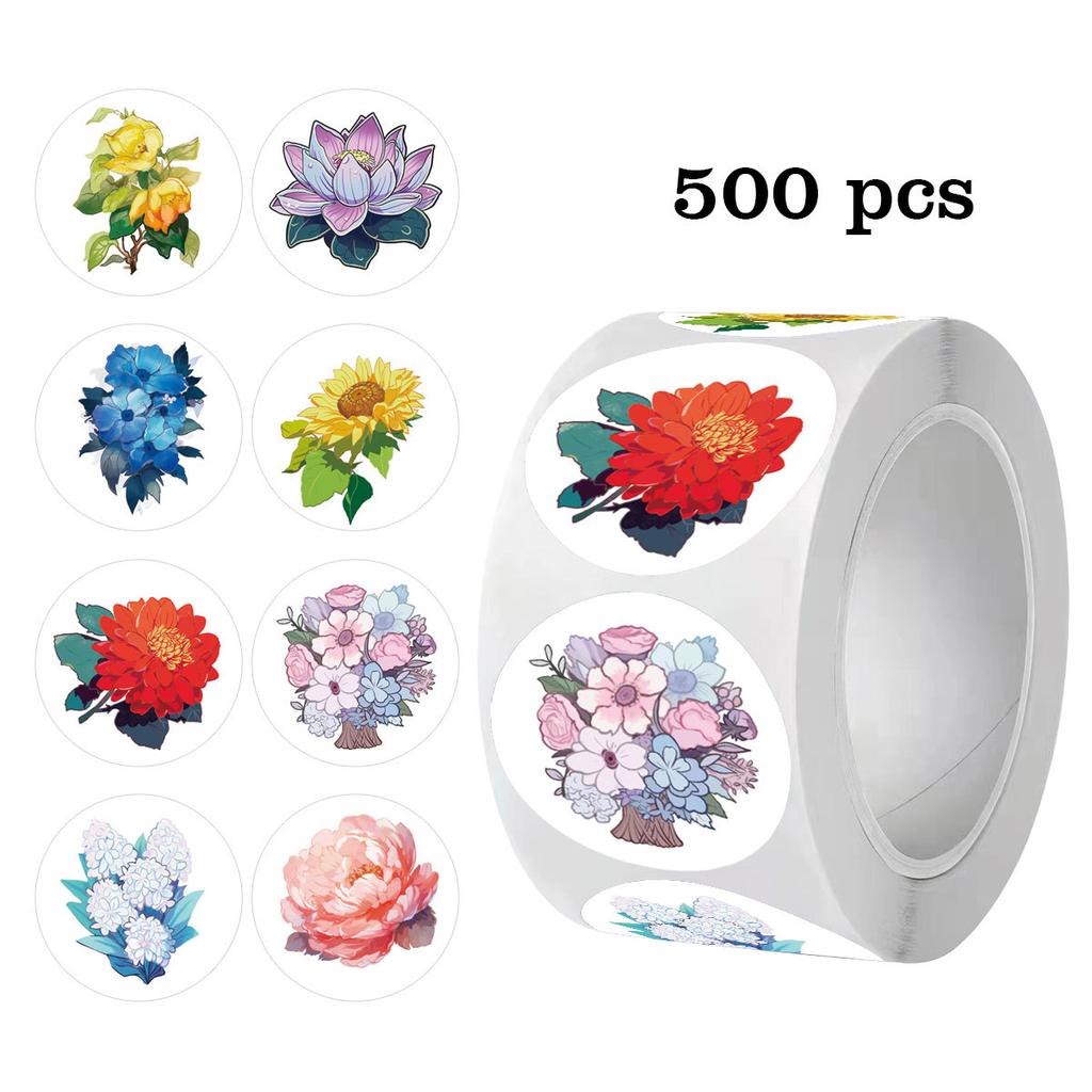 500Pcs Flower Stickers Cakes Desserts Baking Decorations Sealing Gift Series Self-Adhesive Stationery Sticker Labels