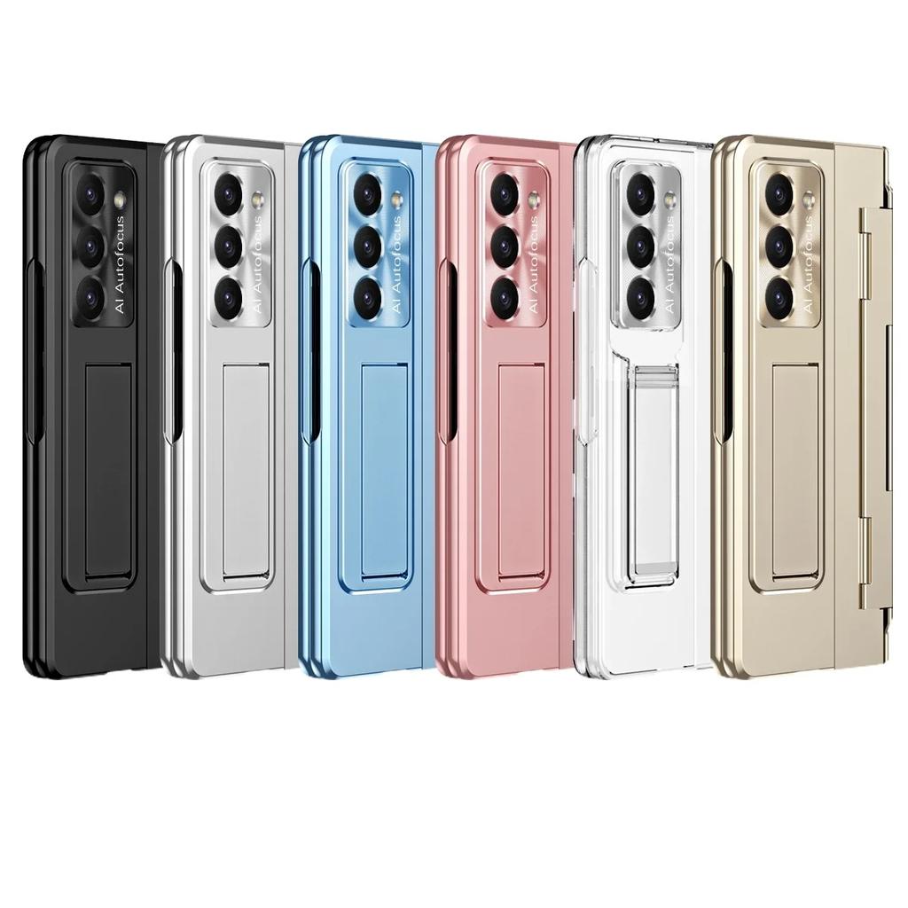 Slim Plastic Case for Samsung Galaxy Z Fold 6 5 4 3 Stand Hinge Protective Film Cover Full Coverage Holder Shockproof